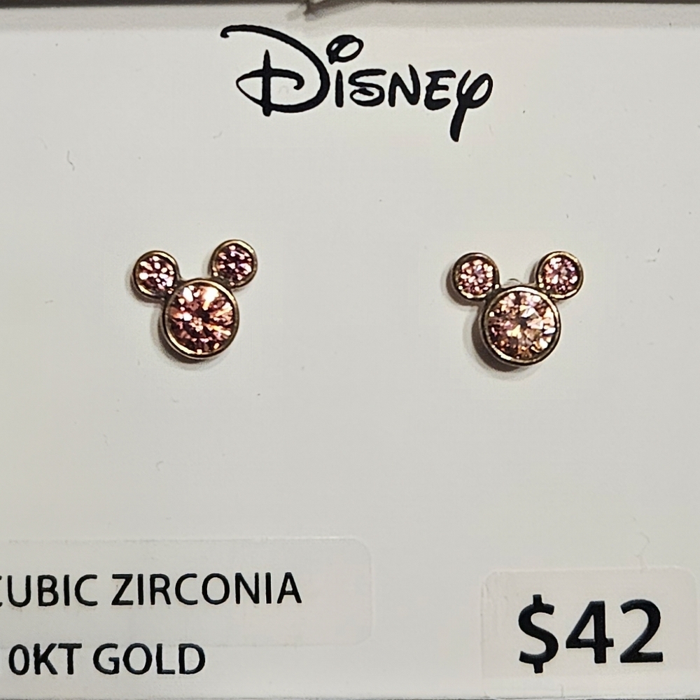 Disney 10KT Gold and Cubic Zirconia Mickey Mouse Stud Earrings